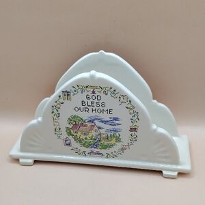 Vintage God Bless Our Home / Give Us This Day Our Daily Bread Napkin Holder